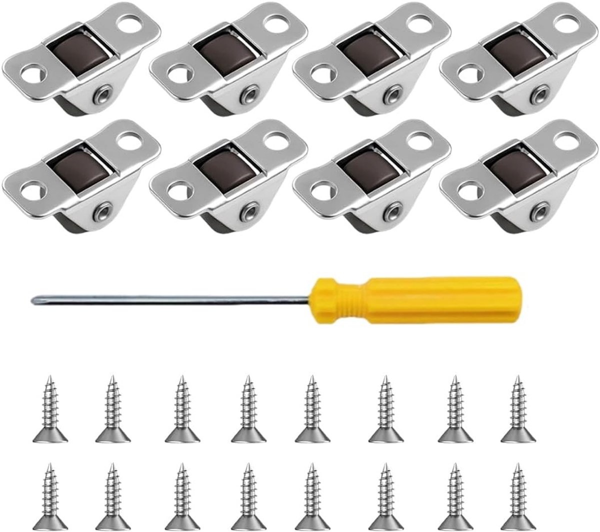 8 Stuks Meubelwielen 15 mm Roestvrij Staal Niet Draaibaar Voor Vervoer van Meubels, Huishoudgereedschap en Mobiele Accessoires