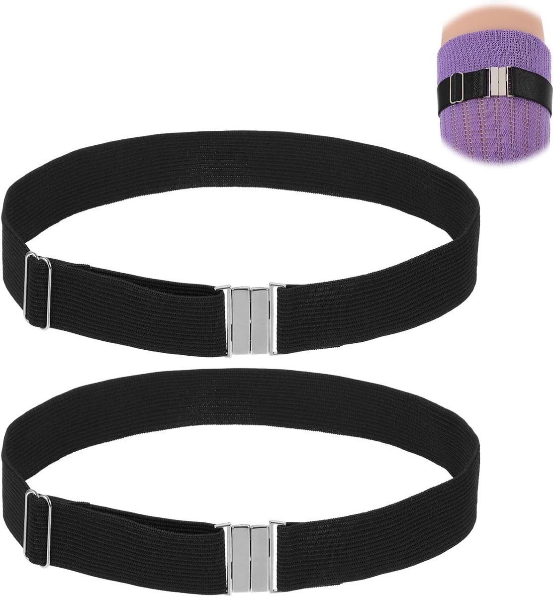 Verstelbare Zwarte Dijen Garter Band voor Dames, Grote Maat Thigh Band, Elastische Garter en Kousen Set voor Dijen en Been Sieraden