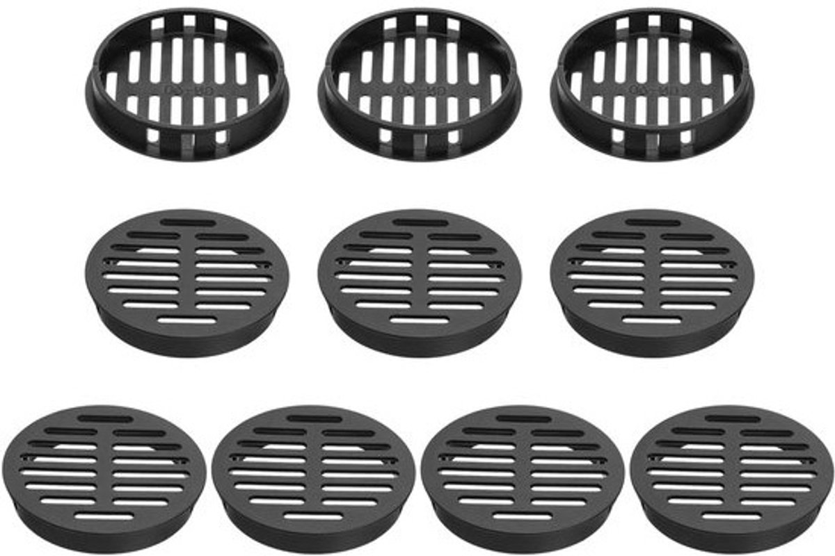 Ventilatierooster Rond - Afzuigkap Rooster - Luchtcirculatie Verbeteren - Duurzaam ABS Kunststof - 60 mm Diameter - Zwart