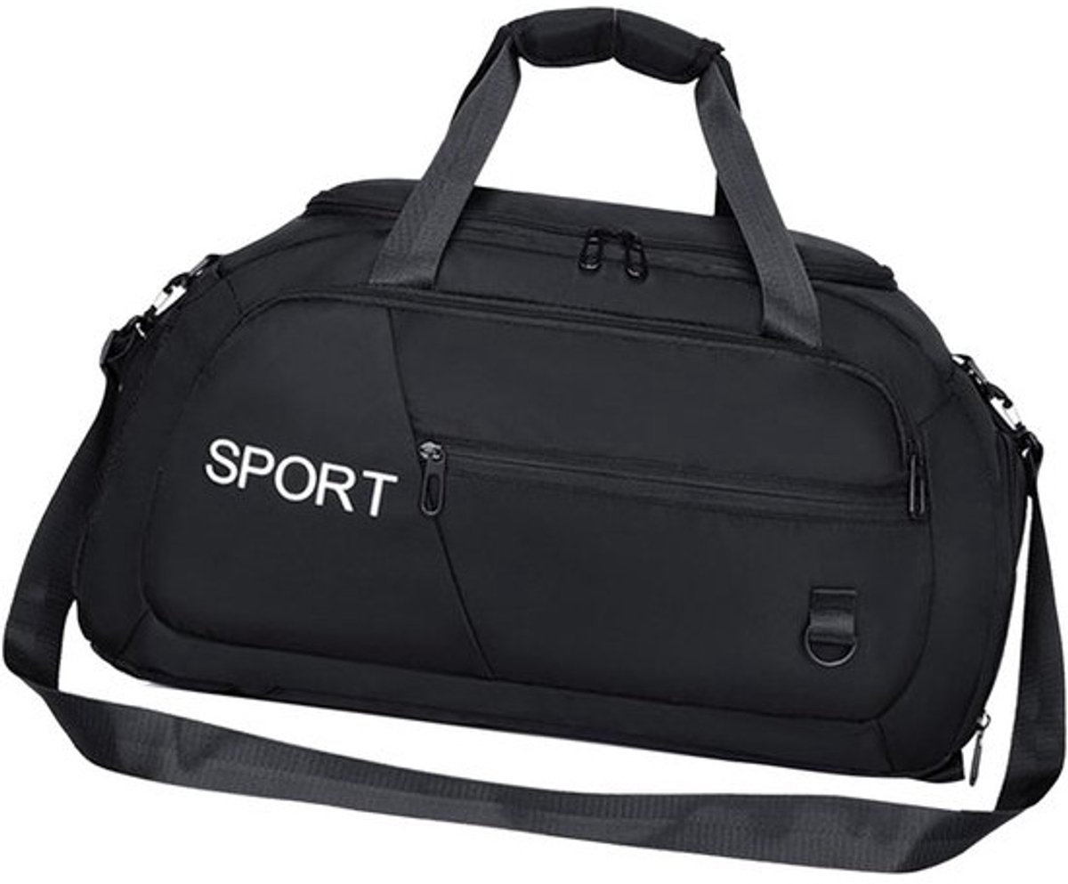 Sporttas Heren - Reistas Gymtas - Sport en Reizen - Waterafstotend Oxfordstof - 55 x 30 x 22 cm - Zwart