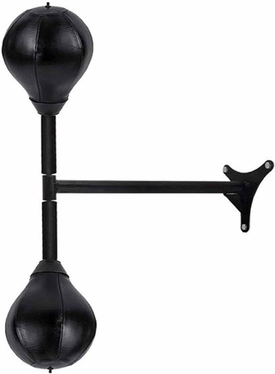 Boksbal Set - Speedball Trainer - Stress Verlichten - Dubbele Eindbal - 40 cm Stang - Zwart
