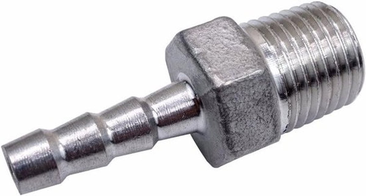 Roestvrijstalen koppeling met mannelijke draad voor slangen | Geschikt voor diverse buizen 1/8-1/2 (1/8 x 8mm) | Duurzaam en corrosiebestendig