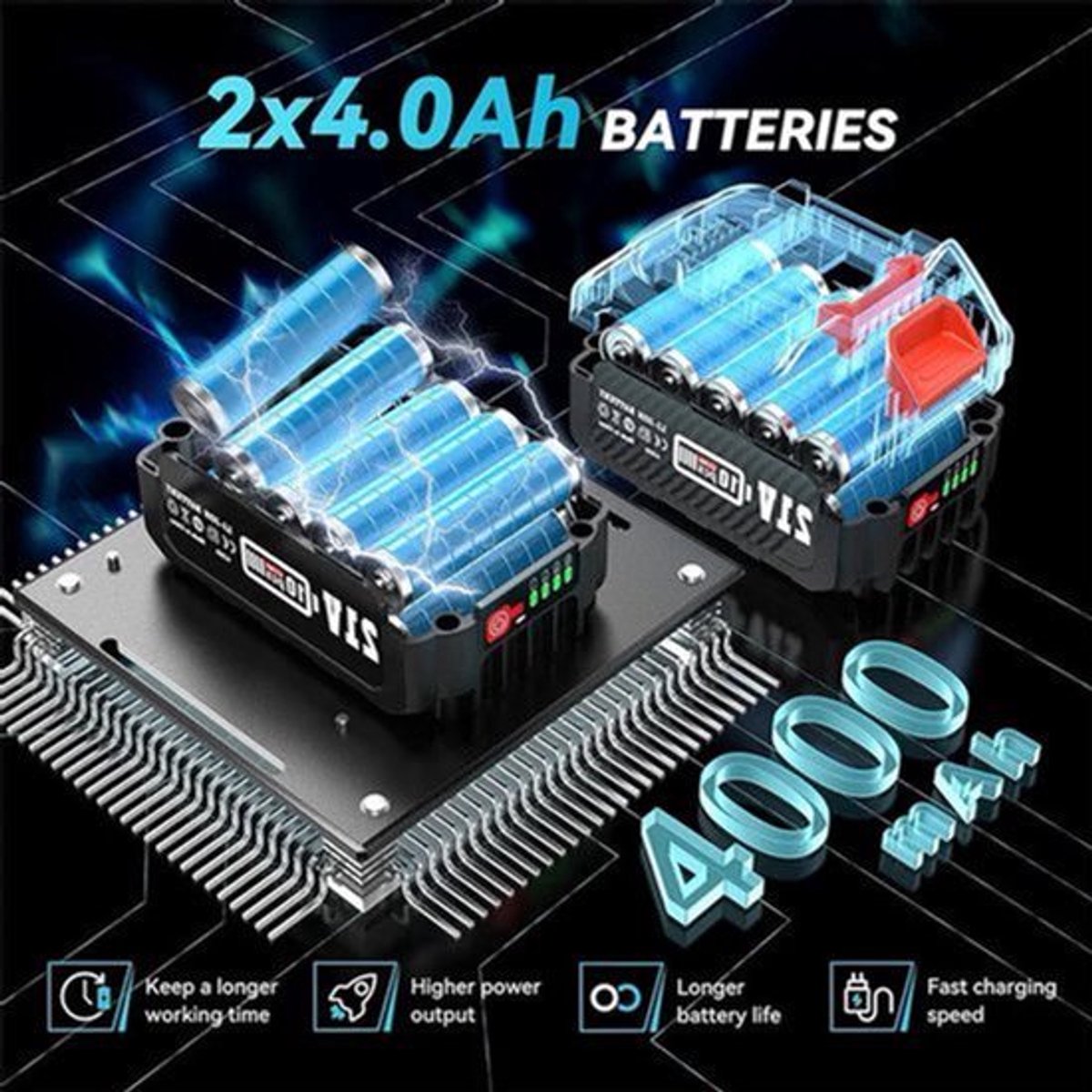 Snoeiset – Tuingereedschap – Snoeihulpmiddelen – Elektrische Snoeischaar – Accu-Motorslijper – Verstelbare Steel 2,4 Meter – 4000 mAh Accu
