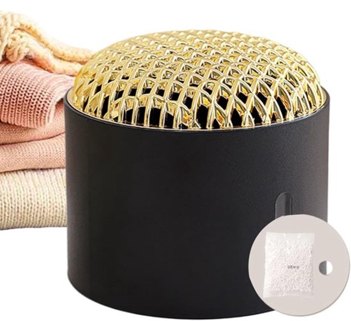 Vochtabsorberende Producten - Luchtvochtigheid Absorber - Vochtbeheersing Huis - Vervangbare Droogmiddel - 10 x 11 x 10 cm - Zwart