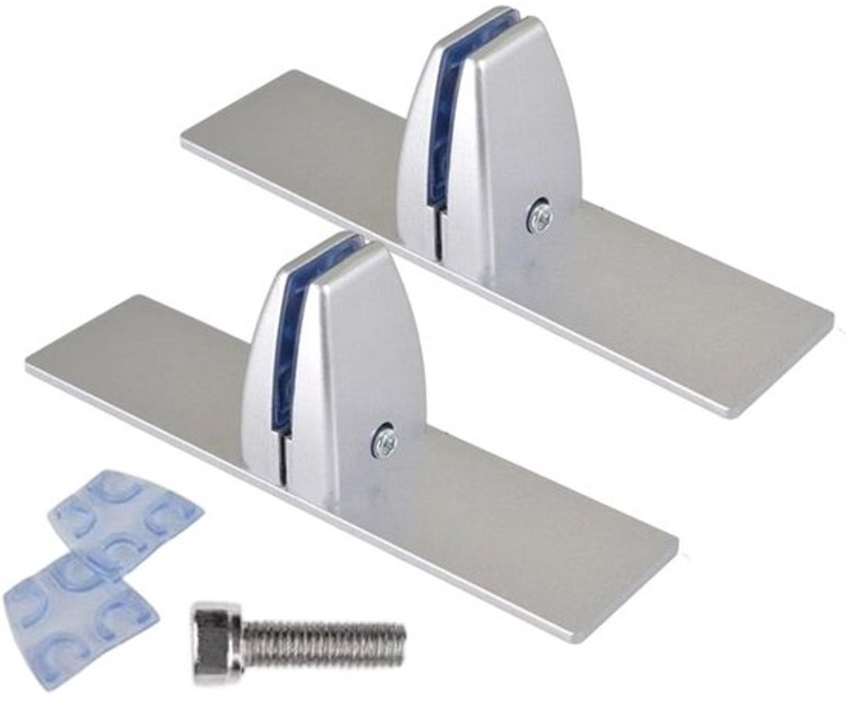 Haardscherm Standaard - Glazen Plaat Houder - Open Haard Stabiliseren - Verstelbare Poten - 20 cm Lengte - Zilver