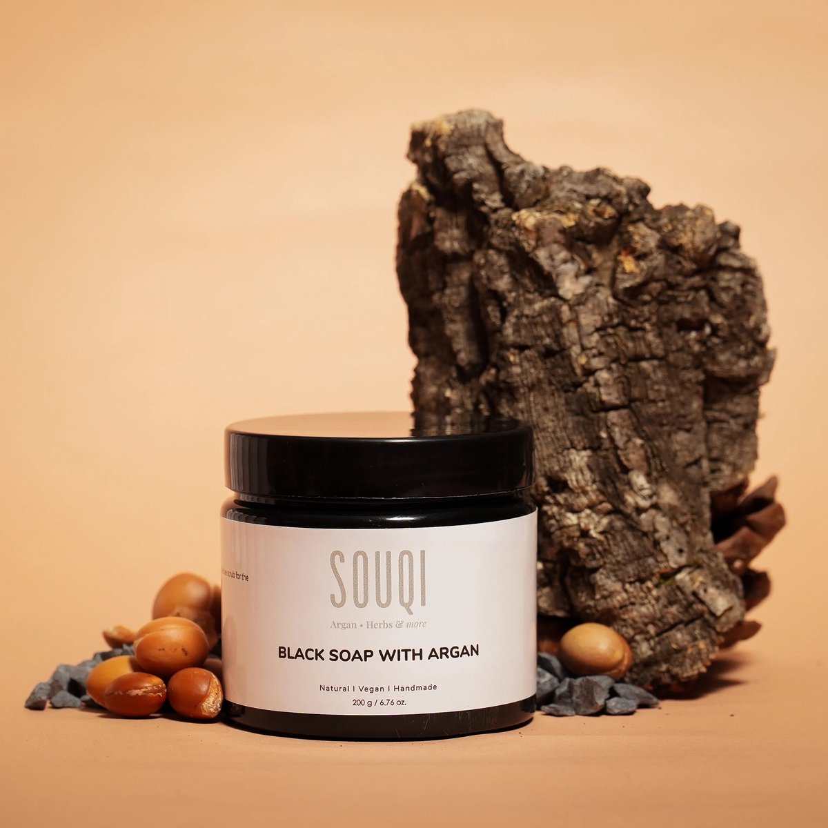 Souqi Zwarte Zeep 200g - Marokkaanse Savon Beldi met Arganolie