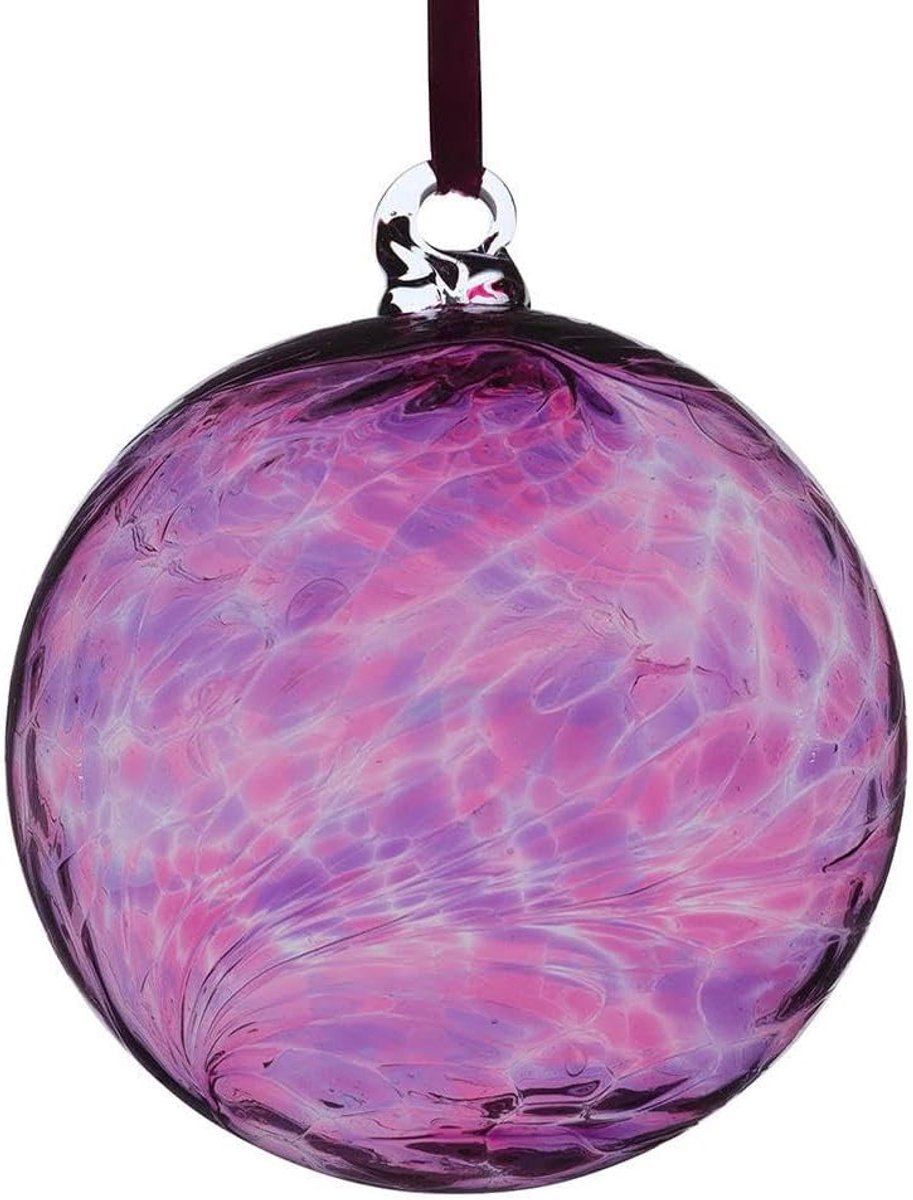 8 cm Vriendschapsbal – Roze & Paars - mondgeblazen glas - hanger bal