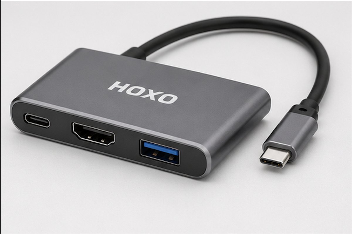 HOXO 3-in-1 USB-C Hub – 4K HDMI – USB 3.0 5Gbps – USB-C PD Opladen – Aluminium – Laptop & Tablet