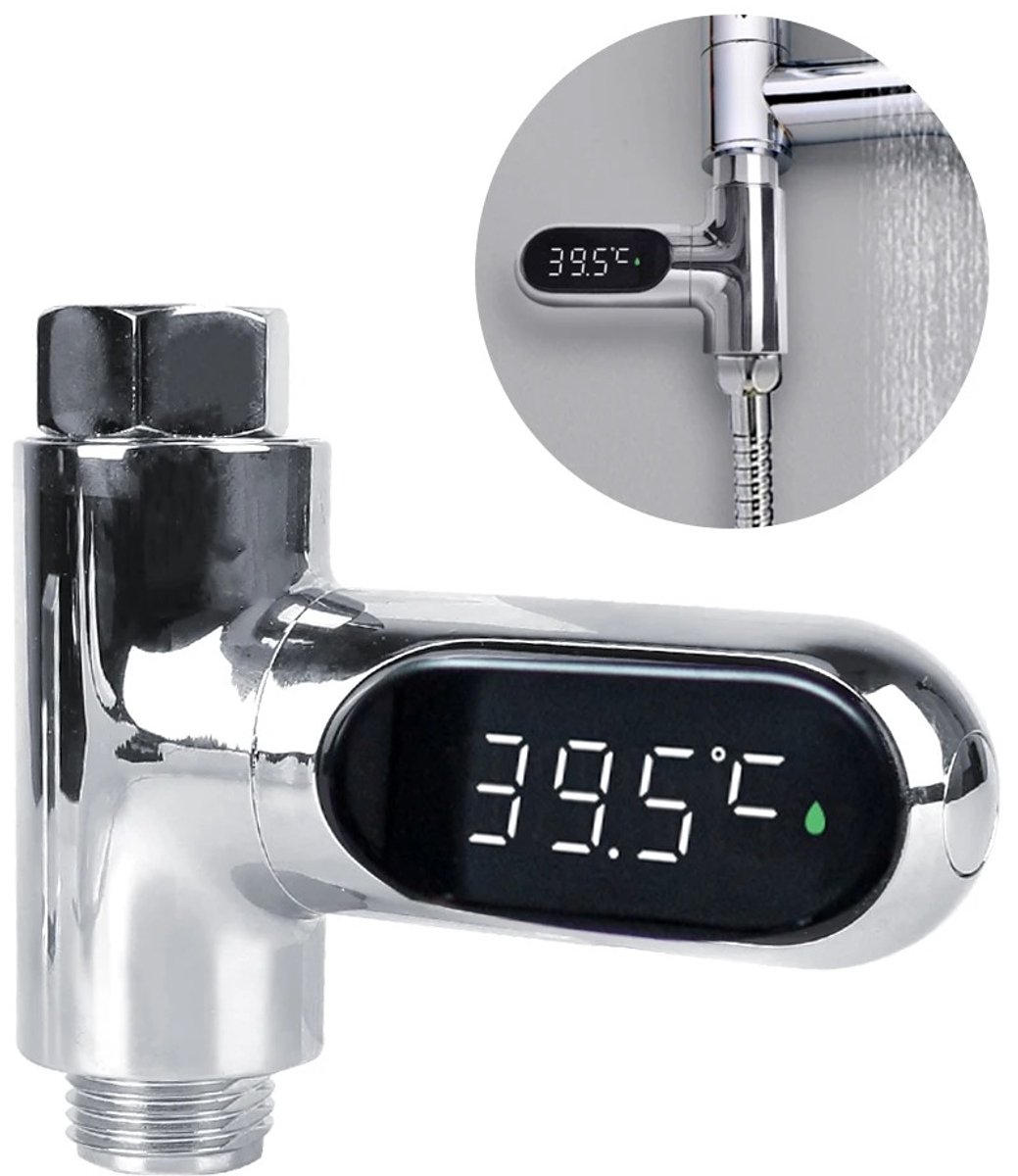 Smartflow™ Zelf aangedreven Badthermometer & Douchetimer (8-85℃) - Waterbesparende Douche Klok - Thermostaatkraan - Thermostaat - Temperatuurmeter - Timer - Douchethermostaat - Zandloper
