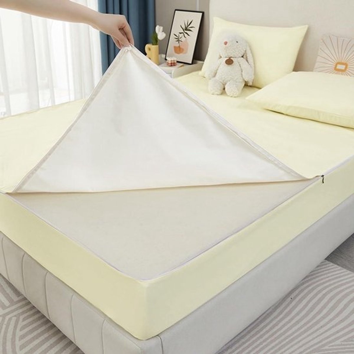 Waterdichte Matrasbeschermer - Matrashoes Beschermhoes - Matras Beschermen - 360 graden Rits - 180x220+20cm - Beige