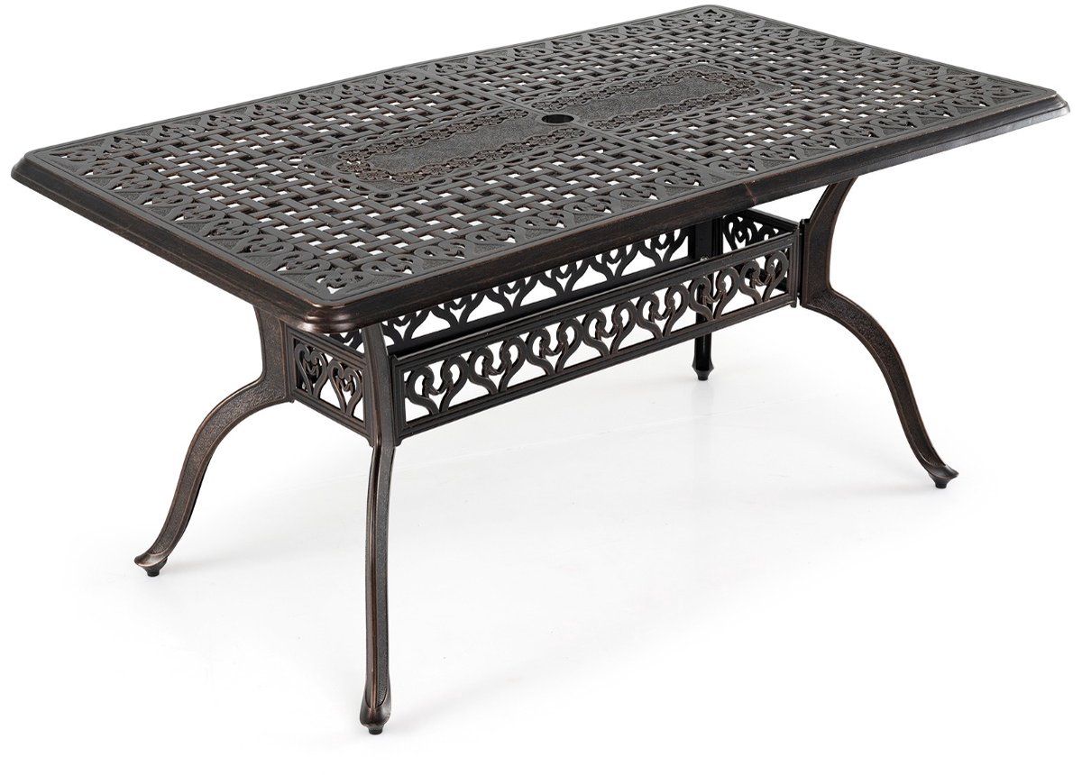 SureDeal® - Tuintafel - Opening - Parasol Terras tafel - Verstelbare Poten - 150x90x73 cm - Brons