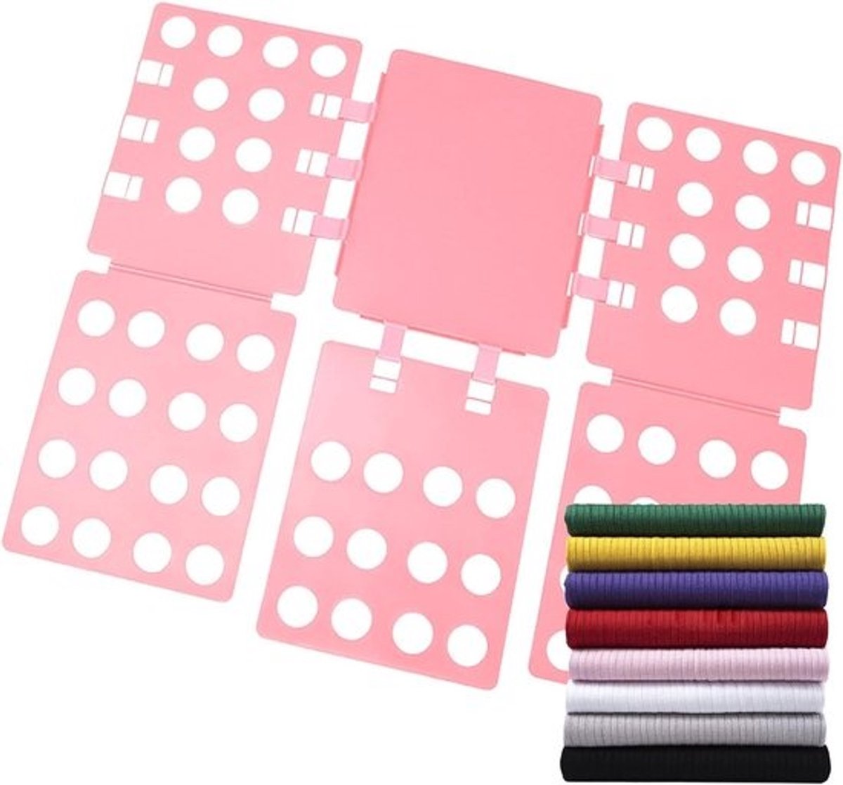 Kledingplank Organizer - Garderobe Hulp - Kleding Snel Vouwen - Efficiënt Opbergen - 56 x 68 cm - Roze