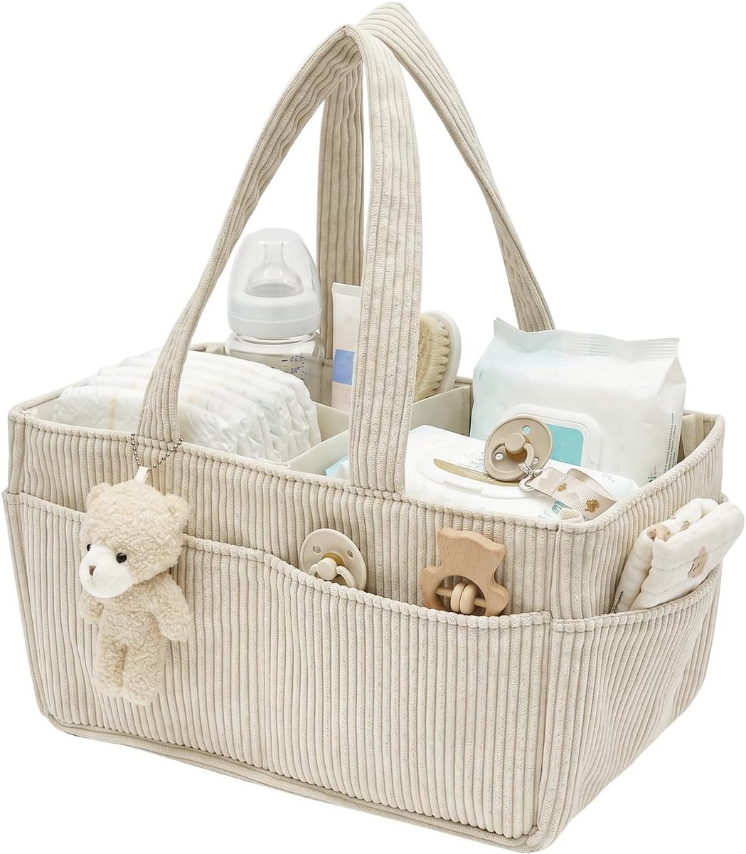Organisatorische Opbergmand voor Luiers van Katoen - Handige Opbergoplossing voor Kinderkamer, Beige Kleur, Met Handvat