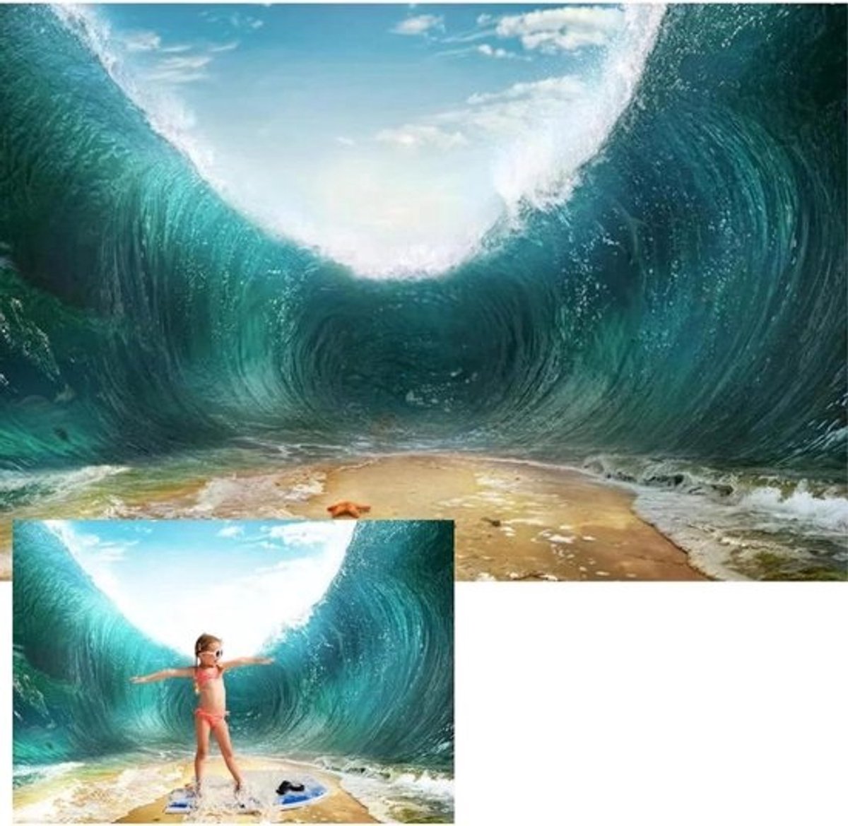 Fotoachtergrond Oceaan - Verjaardag Decoratie - Feest Fotografie - Naadloos Vinyl - 350x230cm - Blauw