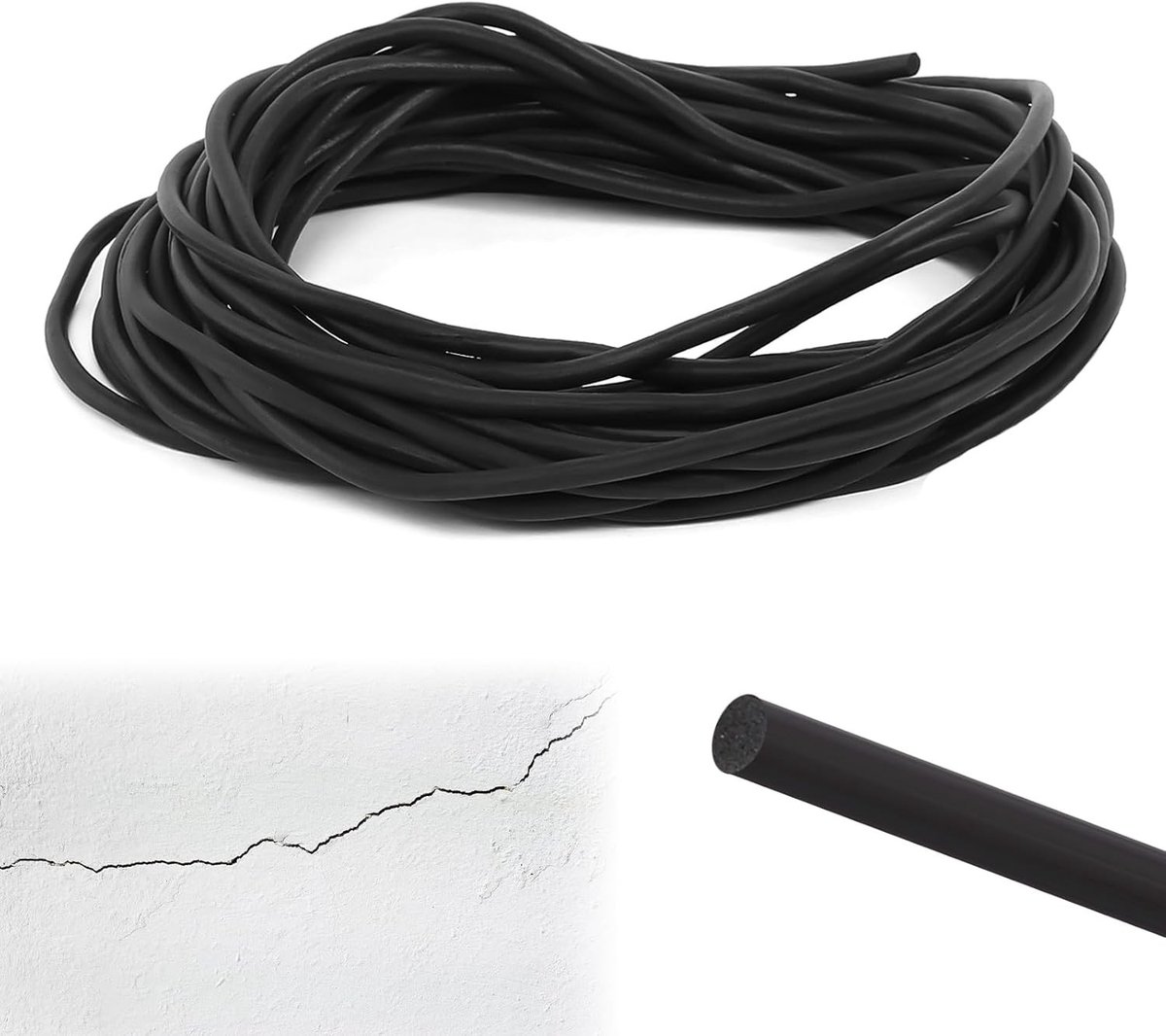 20 meter afdichtkoord van 4 mm, rond profiel voor voegen, ideaal voor deuren, ramen en plafonds, EPDM foam, waterdicht en isolerend