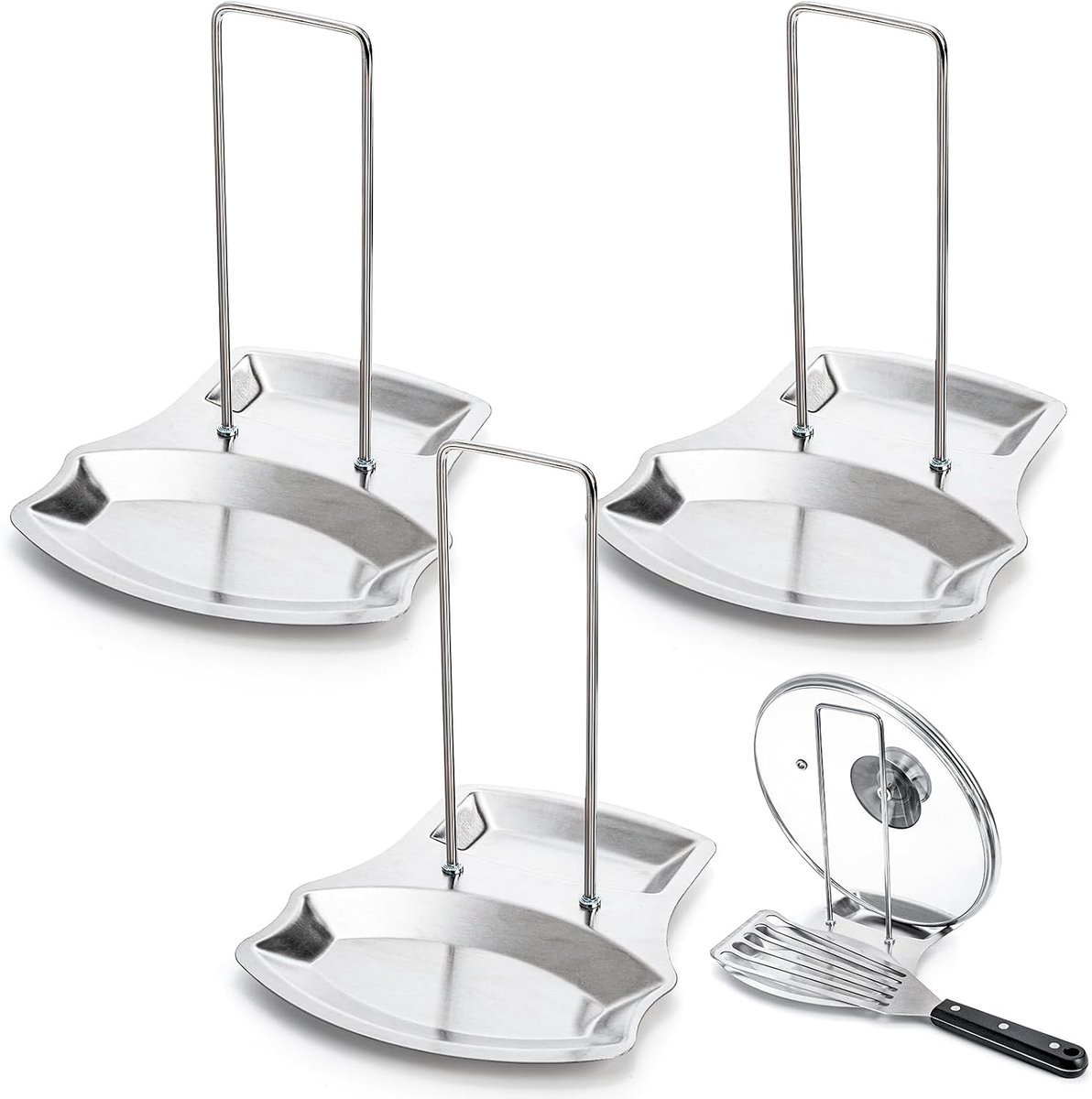 Pan Dekselhouder - 3 Stuks RVS Opbergrek voor Deksels en Lepels - Multifunctionele Keukenorganizer voor Pannen en Bestek - 3 Stuks