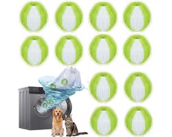 KZQ 12-delige herbruikbare pluisvangers voor wasmachine - Verwijdert huisdierharen en pluis tijdens het wassen - Compatibel met alle wasmachines - Groen
