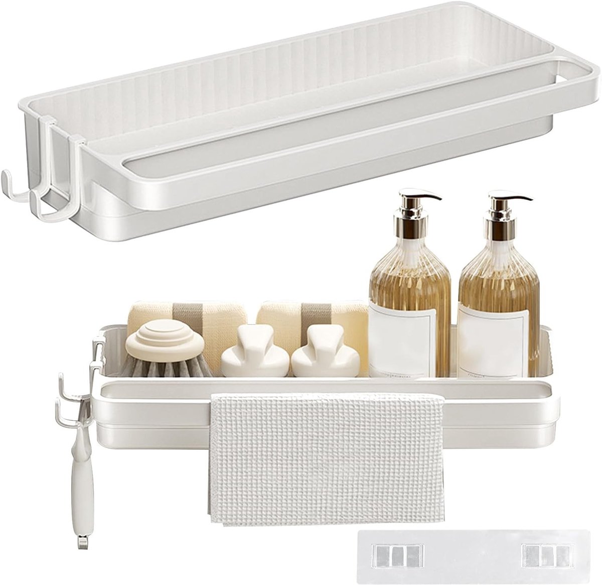Multifunctionele Houder voor Keuken en Badkamer, Plastic Organizer voor Bestek, Messen en Keukenaccessoires, Wandgemonteerd en Ruimtebesparend