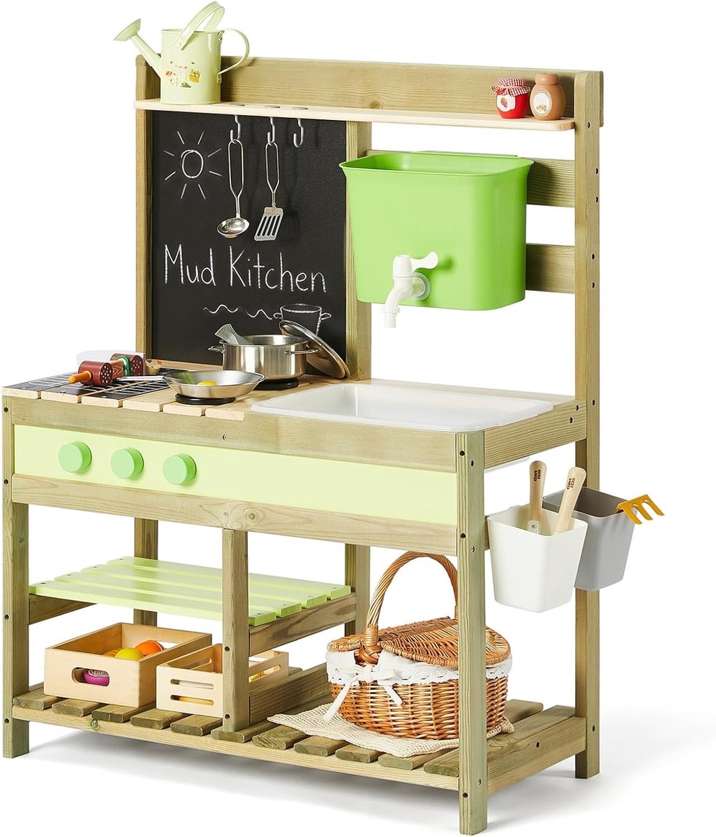 Houten Buitenspeelkeuken voor Kinderen van 3 tot 7 Jaar, Creatief Speelgoed voor Buiten, Educatief en Duurzaam