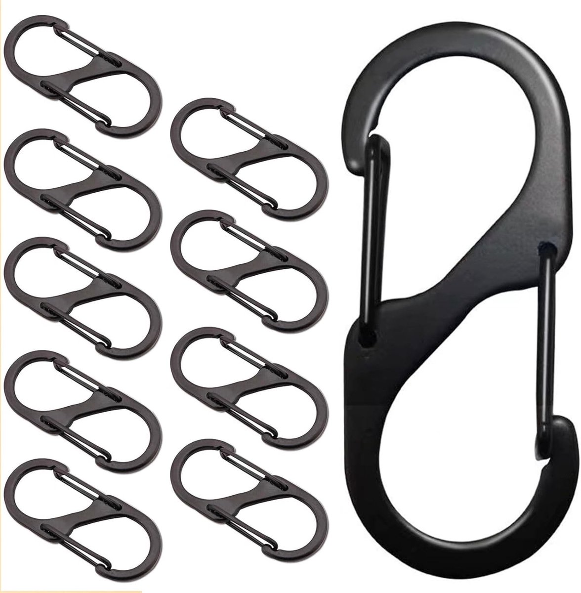 Set van 10 Sleutelhangers met Karabijnhaken - Mini Karabijnhaken voor Klimmen, Vissen en Kamperen