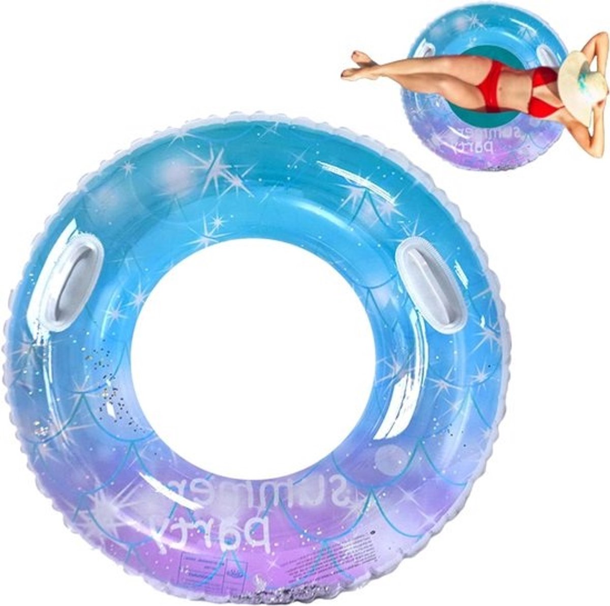 Zwemband met Pailletten - Opblaasbare Ring - Zomerse Waterpret - Met Handvatten - 75 cm - Sterrenhemel