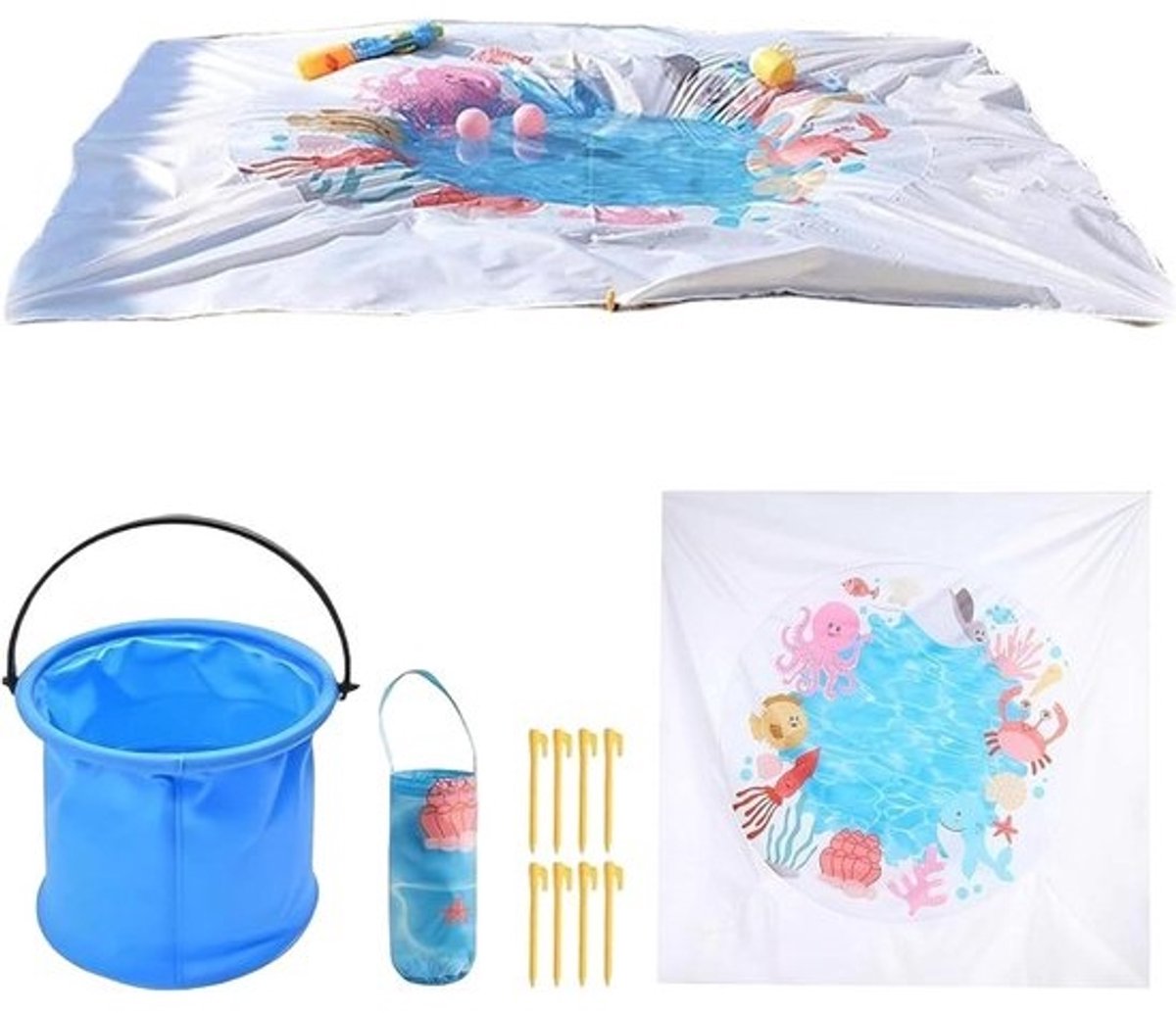 Babystrandzwembad - Kinderbad Stranddeken - Zomers Waterspel - Inflatievrije Installatie - 2 x 2 m - Wit