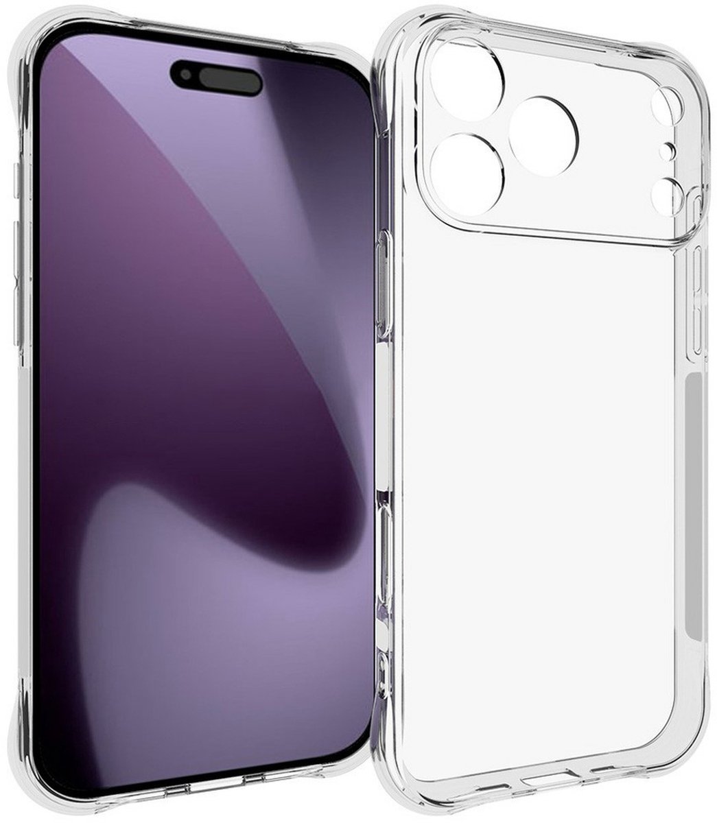 MobyDefend Hoesje - Geschikt voor iPhone 18 Pro - Transparante Shockproof TPU Backcover - Verstevigde Hoeken - Volledig Doorzichtig