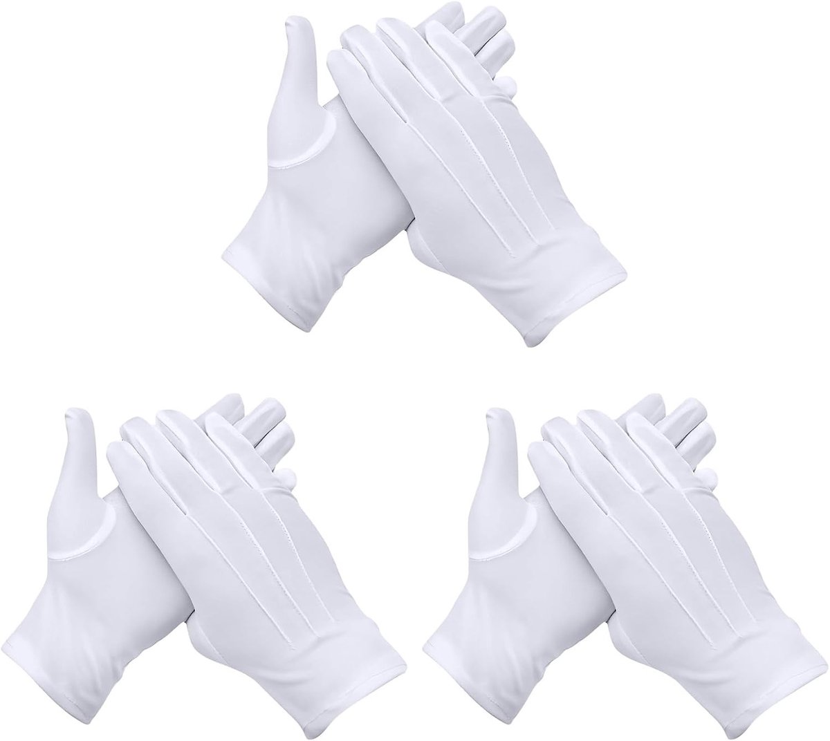 Witte Handschoenen voor Dames en Heren, Nylon Katoenen Handschoenen met 3 Ribben voor Formele Gelegenheden, Tuxedo, Juweleninspectie en Welkomst, Beige, One Size