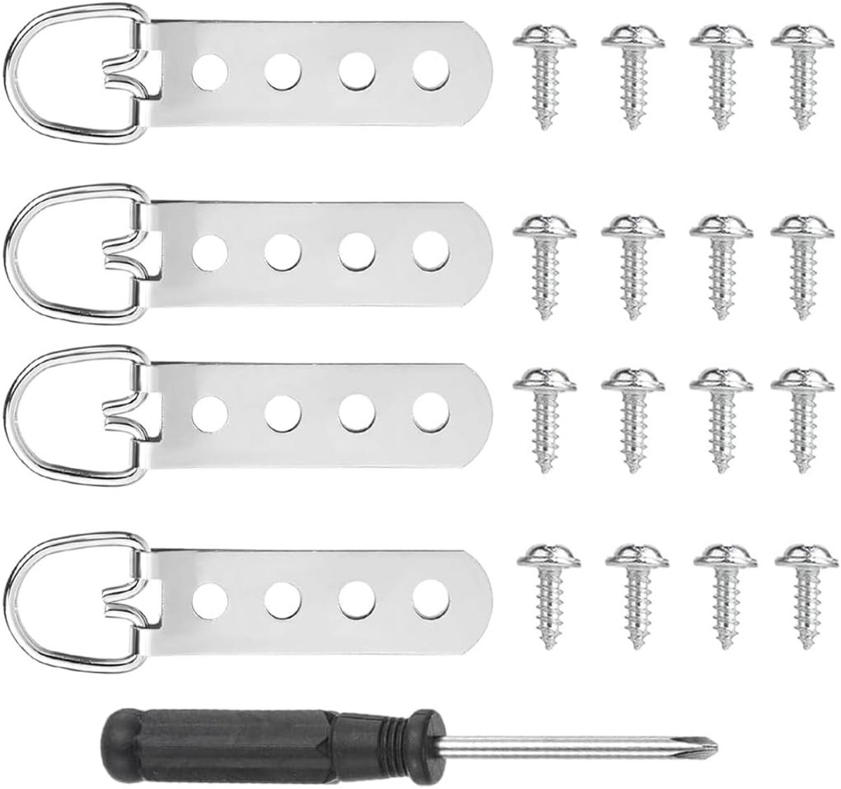 Zware fotohaken met D-ring en schroeven, 4 stuks voor wandbevestiging, ideaal voor spiegels en kleerhangers, inclusief schroevendraaier en accessoires voor thuisgebruik