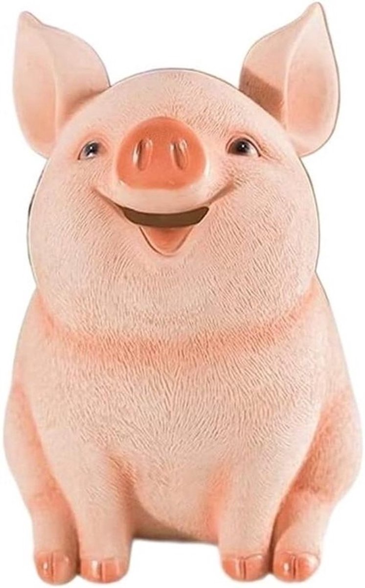 Spaarpot Varken - Muntbank Geldbesparend - Geld Leren Besparen - Onbreekbaar Hars - 22 cm hoog - Roze