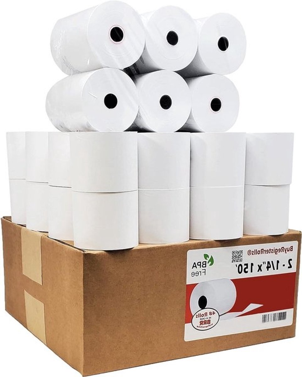 Rekenmachine Papierrollen - Bonrollen Kassabonpapier - Administratie Bijhouden - Waarschuwing aan einde rol - 50 Rollen - Wit