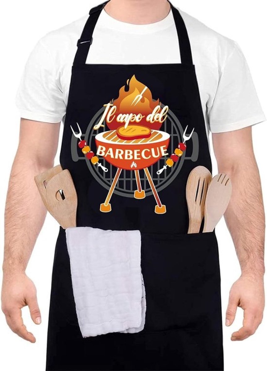 Grillschort voor Koken met 2 Zakjes, Waterdicht en Verstelbaar, Perfect Cadeau voor Koks en BBQ-liefhebbers