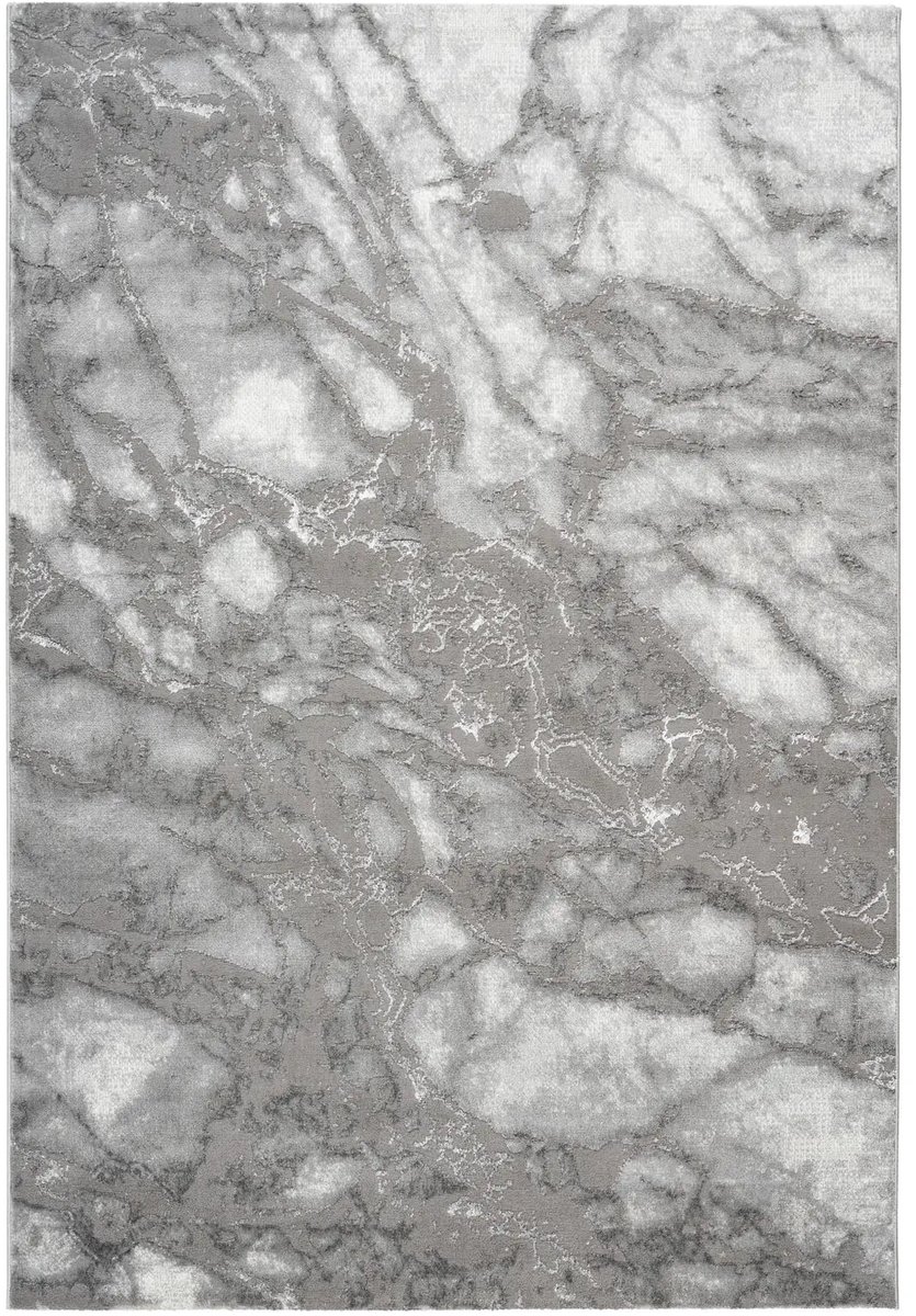Dutch XXL Modern Vloerkleed | Tapijt | Marmaris | Marmer | Zilver | 240x330 cm
