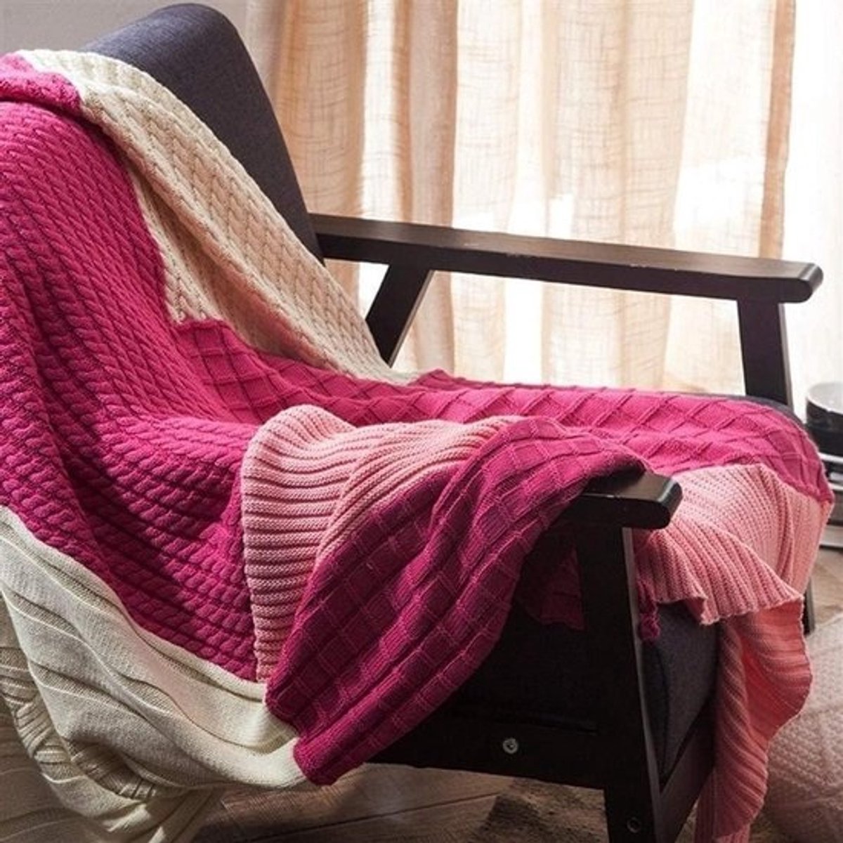 Katoenen Gebreide Deken - Plaid Sofa Cover - Comfort Thuis - Fijne Katoenen Constructie - 130 x 170 cm