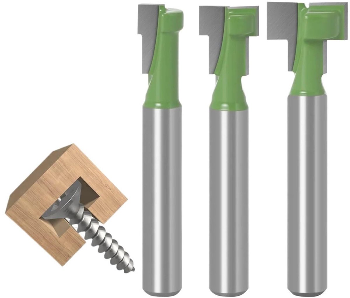 Freesbits set voor houtgroeven - 6MM 3 stuks