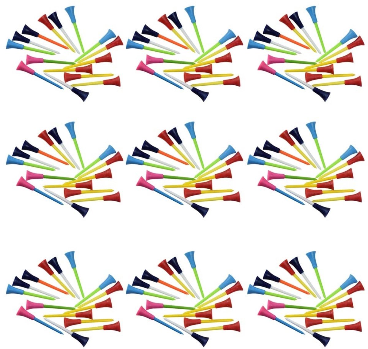 Golf Tee - Duurzaam Kunststof - 300 Stuks - Willekeurige Kleur