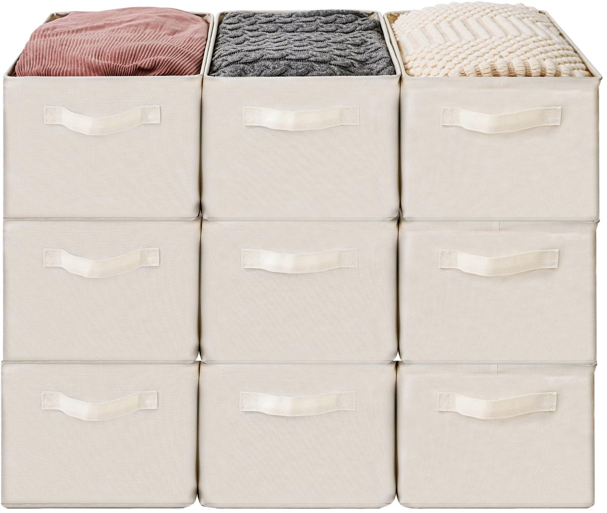 Opbergmandbakken - Grote Opvouwbare Stoffen Opbergmanden met Metalen Frame - 9-pack