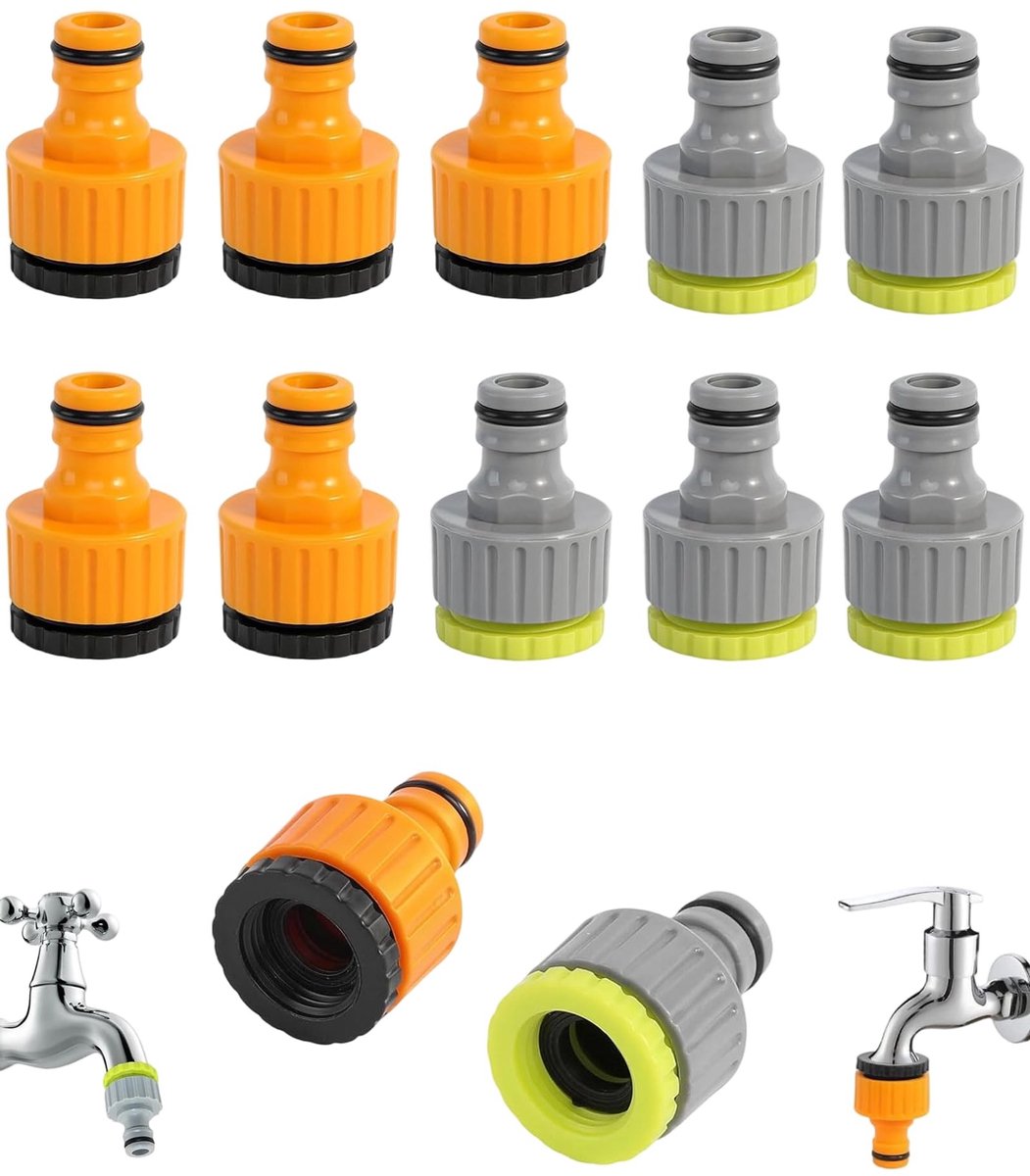 Kraanaansluiting adapter voor tuinslang - 12 stuks 1/2 inch en 3/4 inch