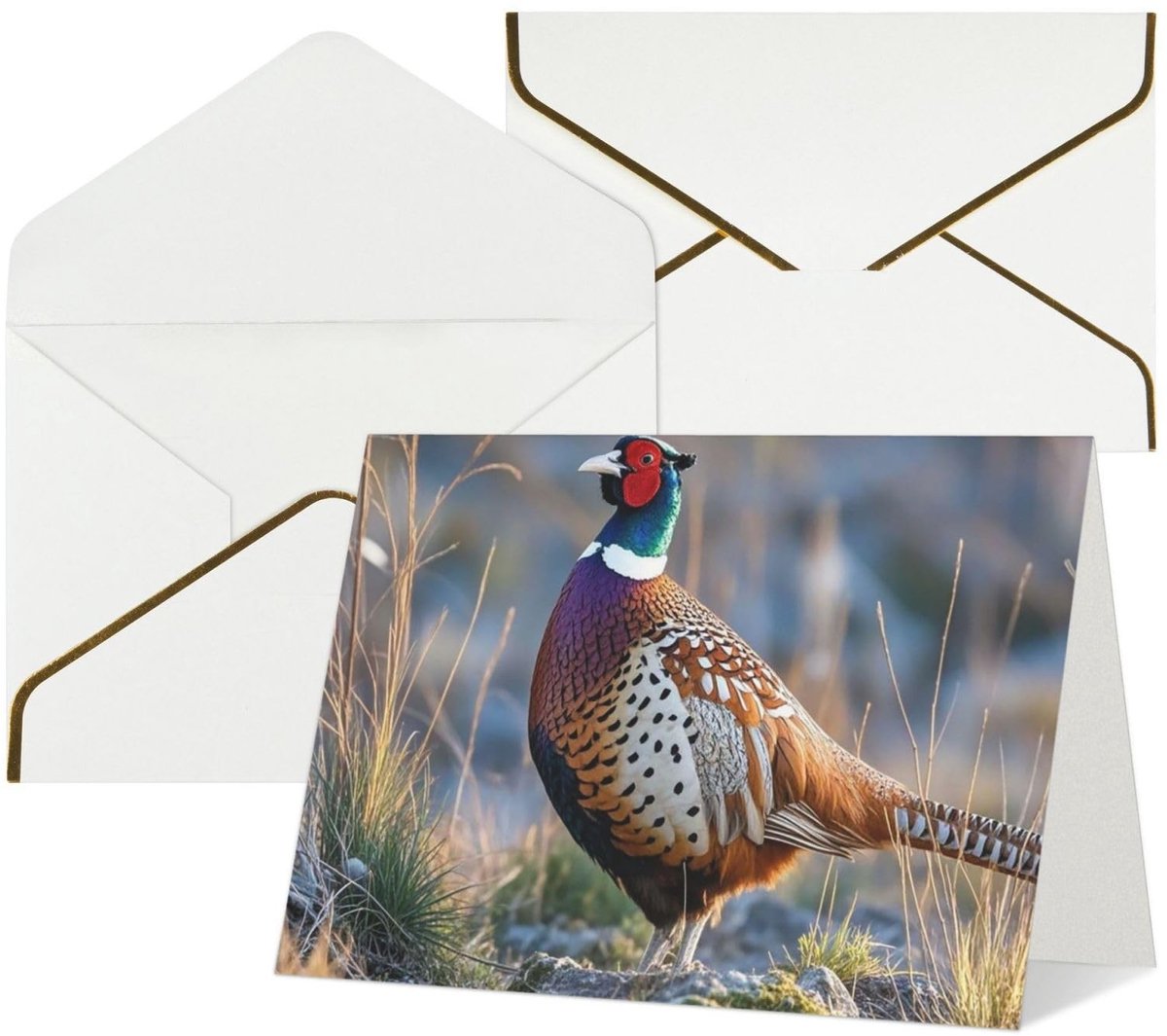 Verjaardagskaarten met enveloppen - Fazanten dierenprint - Blanco