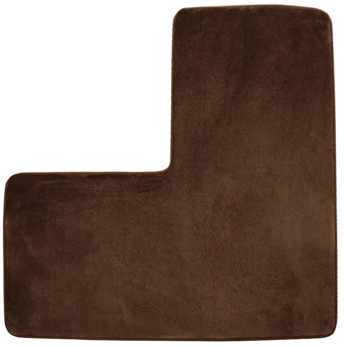 L-vormige badkamertapijt - Antislip en absorberend - Donkerbruin 80x80 cm