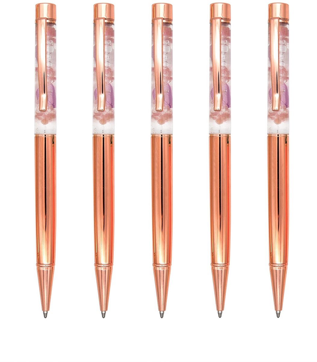 Set van 5 Vloeibare Balpennen - Roze Goud