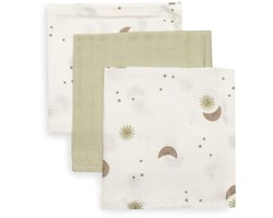Jollein Hydrofiel Monddoekje - 31x31cm - Over the Moon - 3 - 3 stuks