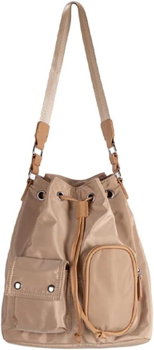 Dames Schoudertas - Crossbody Tas Nylon - Dagelijks Gebruik - Grote Capaciteit - 26 x 23 x 10 cm - Wit