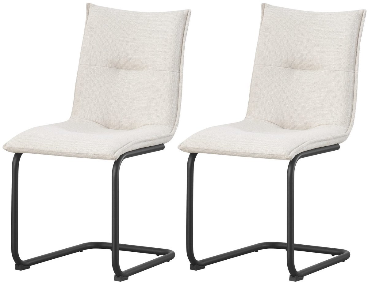 Furnilux Sonja fauteuil set van 2 in crème - Moderne stoelen met metalen frame - 89cm blanc