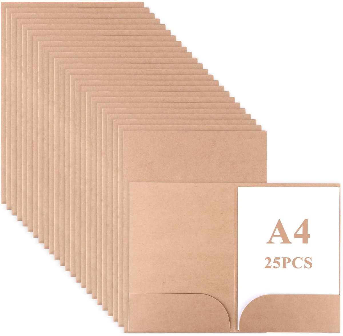 Dailygoods- Presentatiemap A4 25 stuks - Documentenmap - Verzamelmap - Kraftpapier - Visitekaartgleuf - Karton 31 x 22 cm