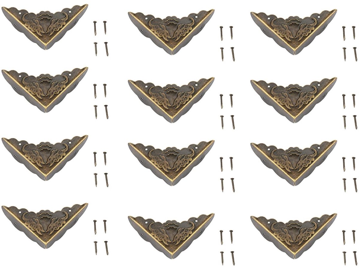 Dailygoods- Hoekbeschermer 12 Stuks - Antiek Messing - Vintage Design - Meubelhoekveiligheidsbumpers - Decoratieve Bescherming - Kindveilige Hoekbescherming - Meubelhoekbeschermer