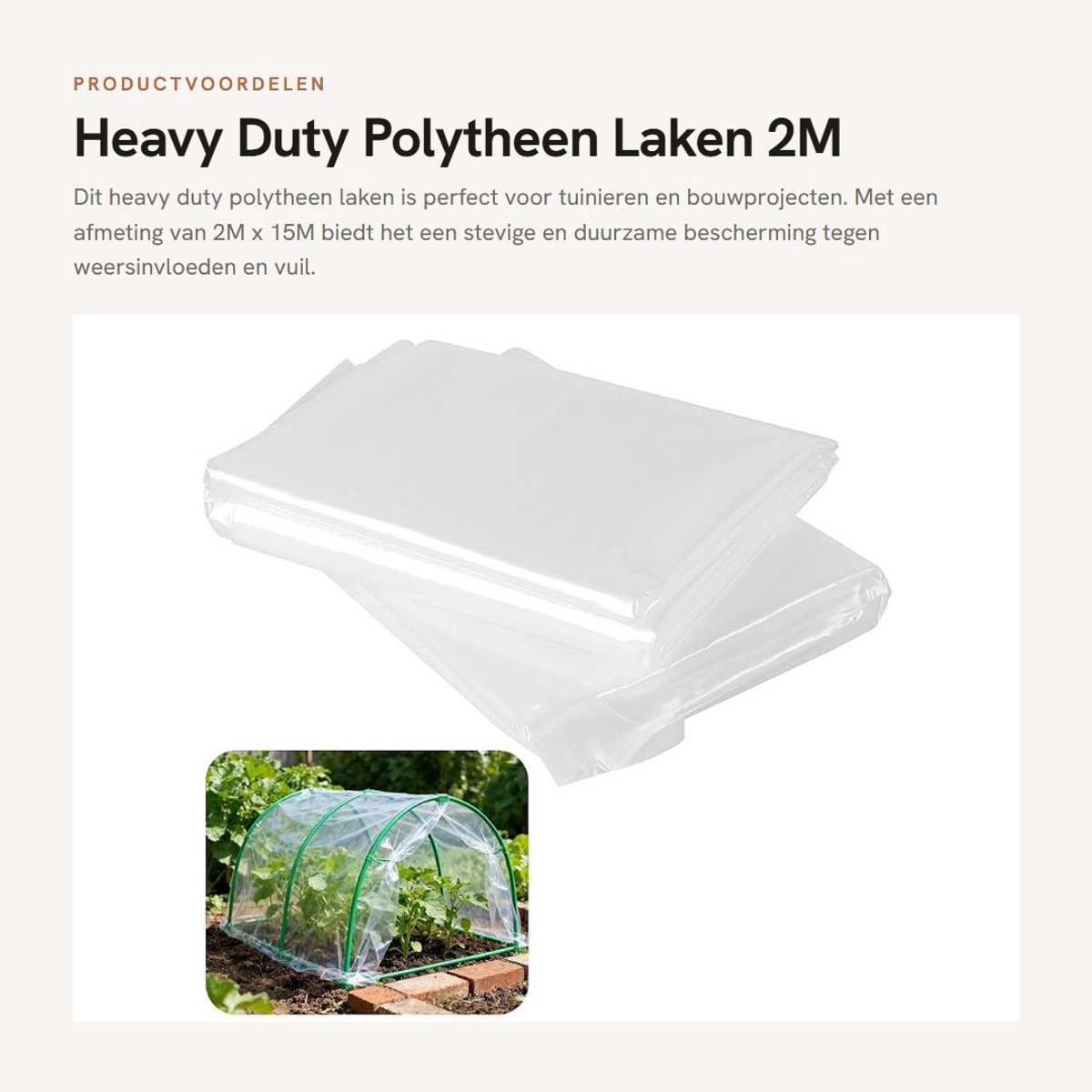 Dailygoods- Polyethyleen Laken 2M x 15M - Heavy Duty - Plasticfolie Snijder - Tuin Cover - Waterdicht - Scheurbestendig - Bescherming tegen elementen - Plastic Folie