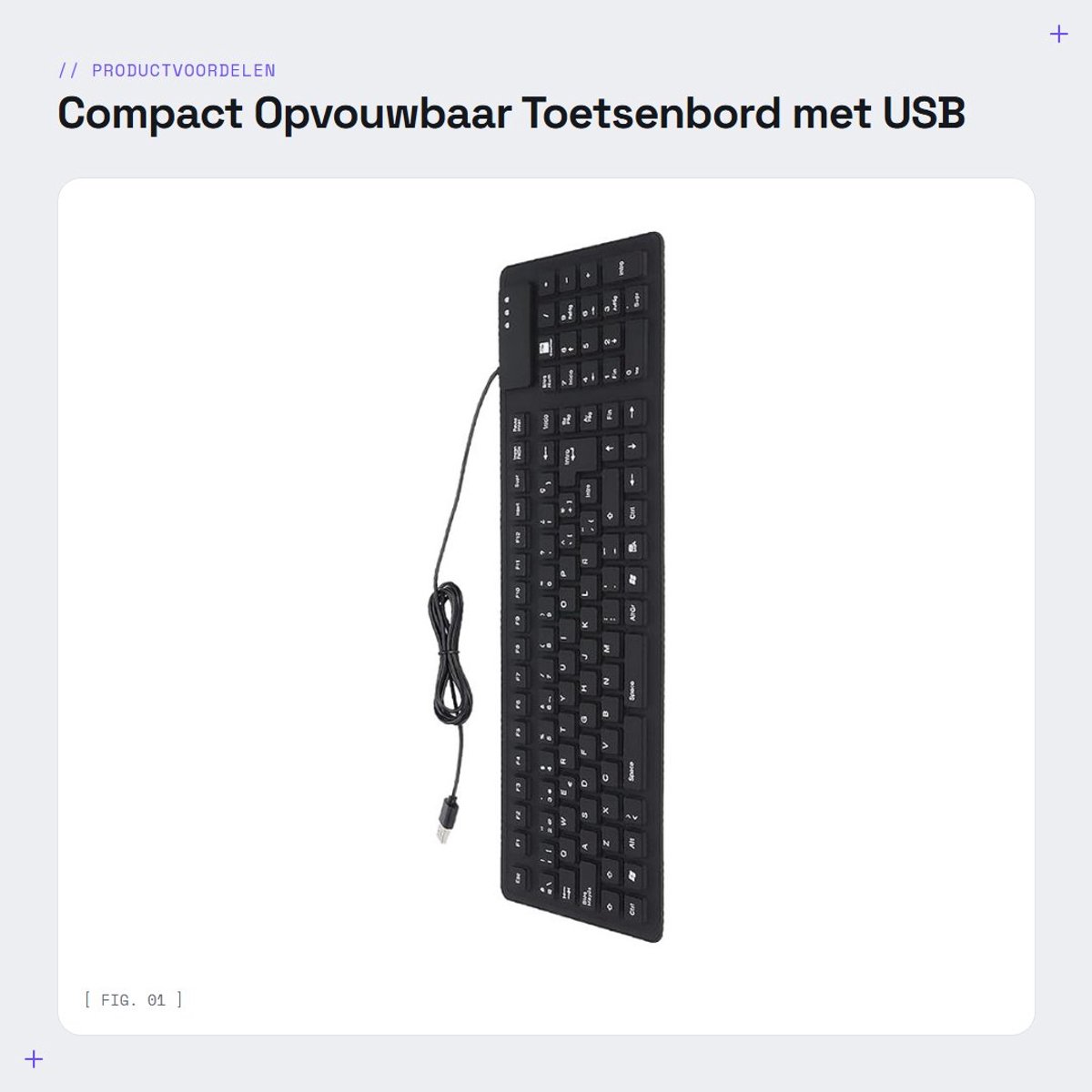 Dailygoods - Compact Opvouwbaar Toetsenbord met USB Verbinding en Rustig Ontwerp
