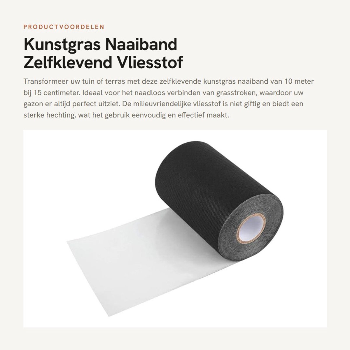 Dailygoods- Naaiband Zelfklevend 10m x 15cm - Vliesstof - Sterke Hechting - Antislip - Milieuvriendelijk - Eenvoudig in Gebruik - Tape