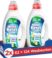 Twee flessen Witte Reus Ultra Concentrated wasmiddel in een kartonnen verpakking met daarop "2x 62 = 124 Wasbeurten".